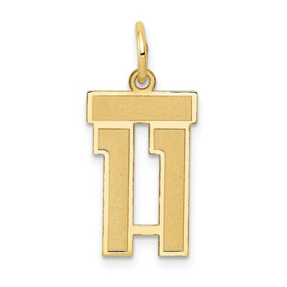 14k Yellow Gold, Jersey Collection, Small Number 11 Pendant - Picture 1 of 5